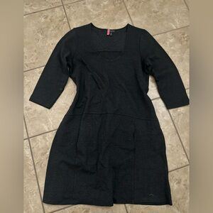 CHARCOAL GREY KNIT MIDI DRESS